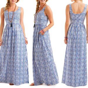 Vineyard Vines Painted Stripe Maxi Dress in Royal Ocean, Size: 10